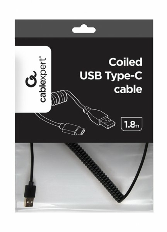 Кабель спіральний Cablexpert CC-USB2C-AMCM-6 USB 2.0 A-тато / С-тато, фото №4