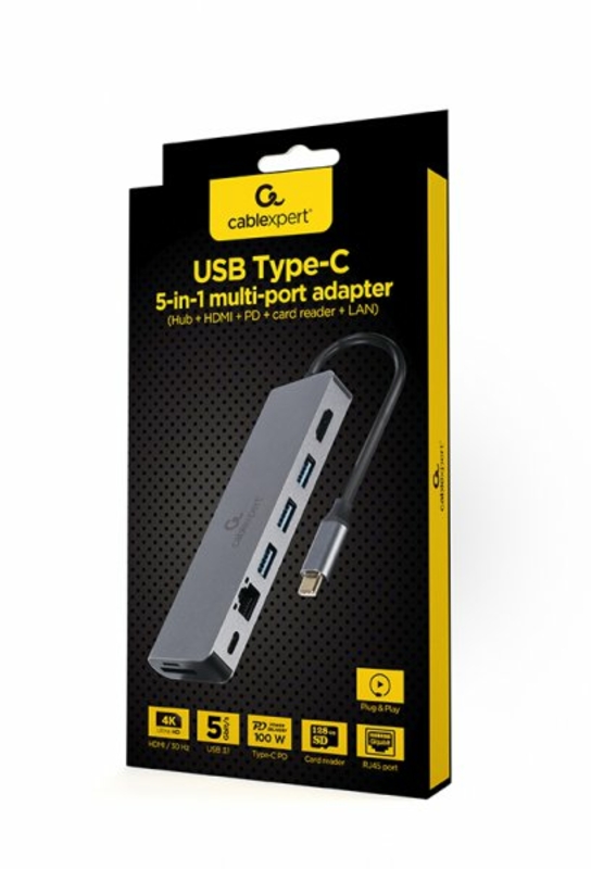 Адаптер Cablexpert A-CM-COMBO5-05, USB Type-C 5-в-1, фото №6