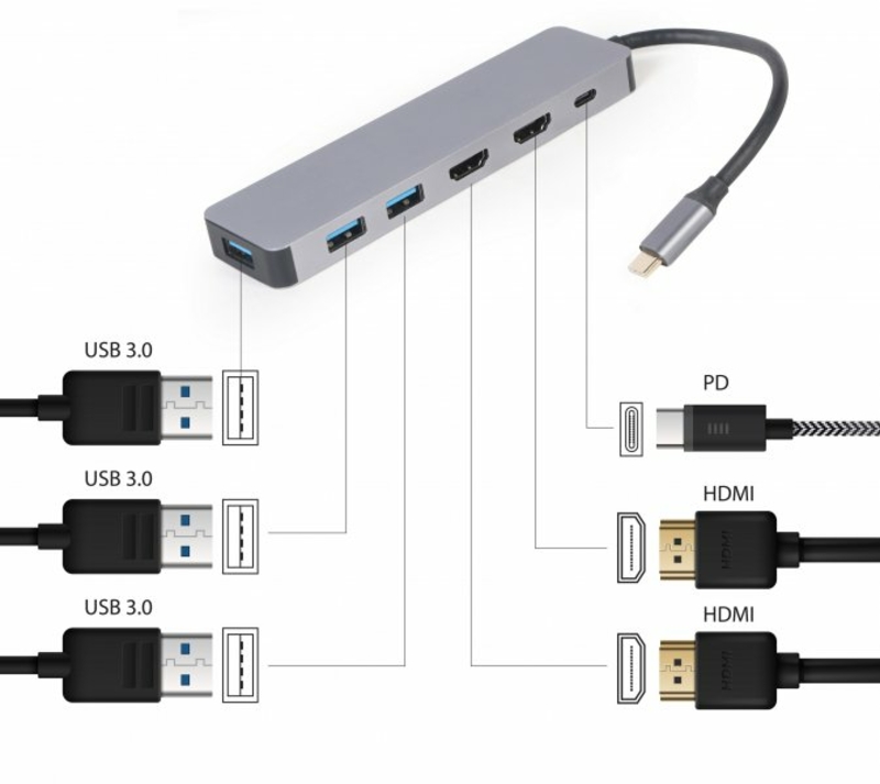 Адаптер Cablexpert A-CM-COMBO3-03, USB Type-C 3-в-1, photo number 4