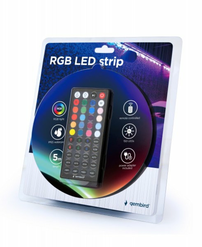 Світлодіодна стрічка Gembird LED-S-RGB500-01 з RGB підсвічуванням, 5м, 280 lm, IP65, 1.5м кабель з живленням, фото №7