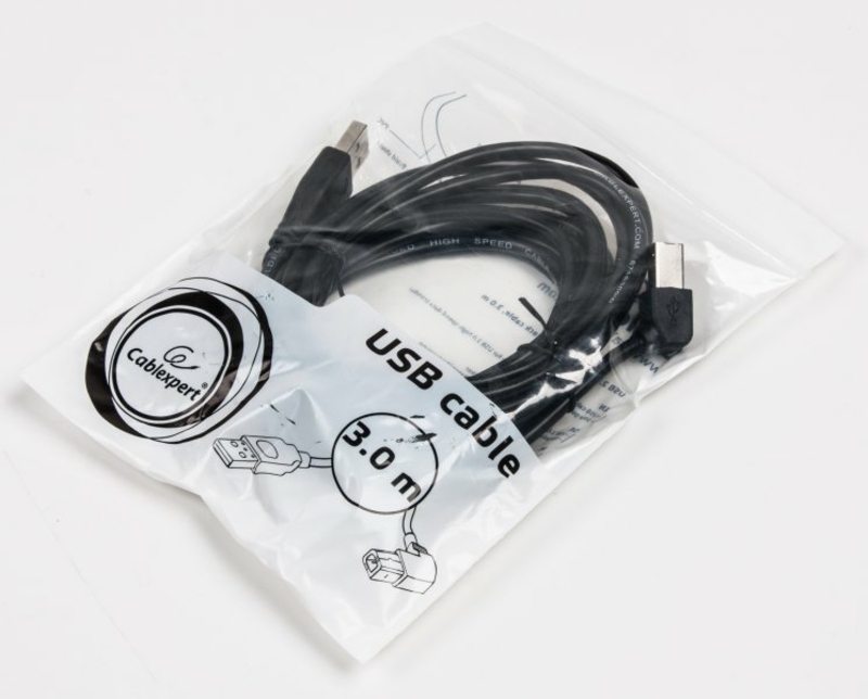 Кабель Cablexpert CCP-USB2-AMBM90-10, преміум якість USB 2.0 A-тато/B-тато, кутовий,3.0 м., фото №3