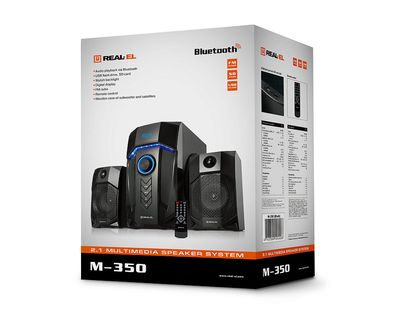 Колонки 2.1 REAL-EL M-350 Bluetooth (44Вт) black УЦІНКА, фото №10