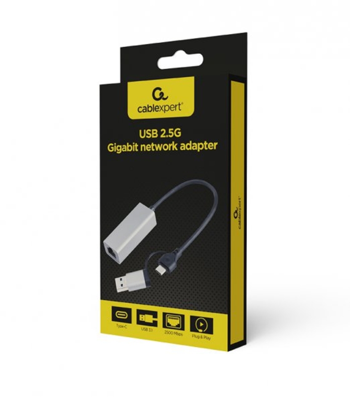 Адаптер Cablexpert A-USB3AC-LAN2G-01, з  USB Type-A/C на 2,5 Gigabit Ethernet, фото №3