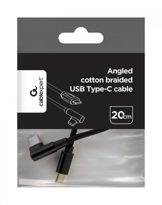 Кабель кутовий Cablexpert CC-USB2-CMCML-0.2M, USB 2.0 С-тато/С-тато, 0.2 м., numer zdjęcia 4