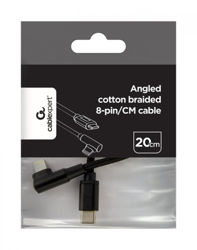 Кабель кутовий Cablexpert CC-USB2-CMLML-0.2M, USB 2.0 USB-C тато/Lightning, 0.2 м., photo number 4