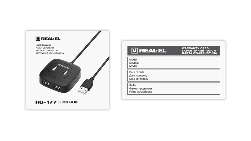 USB концентратор REAL-EL HQ-177, 4 порта, чорний, numer zdjęcia 10