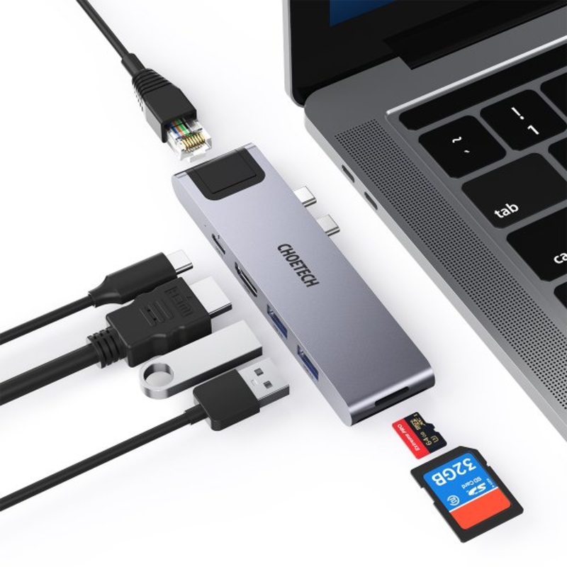 Адаптер Choetech HUB-M24, USB Type-C 7-в-1, фото №5