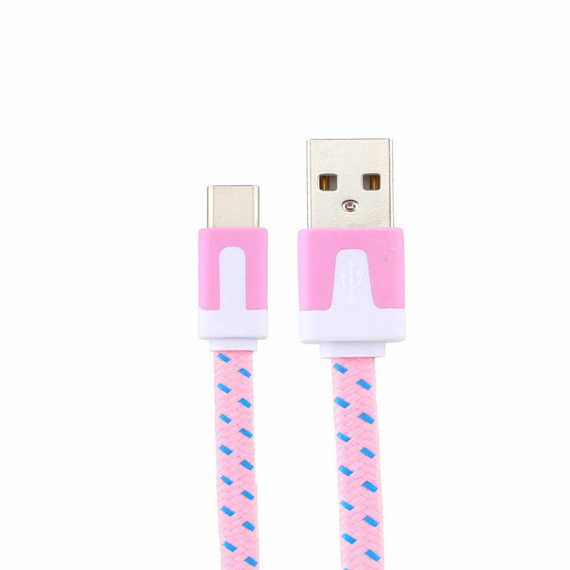 USB 3.1 Type C кабель data зарядка 1м плоский плетеный, фото №2