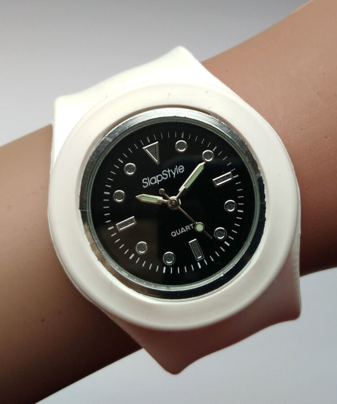 Slap Style черно-белые часы на любую руку ремешок слап, фото №2