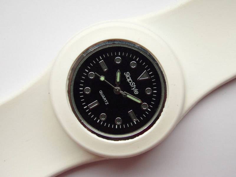 Slap Style черно-белые часы на любую руку ремешок слап, фото №6