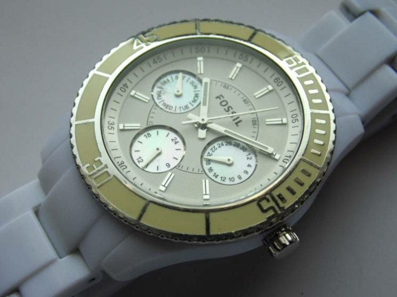 Fossil ES-2540 Multifunction часы из США 4 циферблата WR50M пластик, фото №5