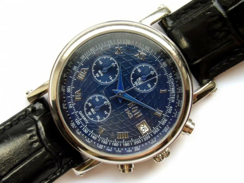 EON 1962 часы из США 4 циферблата хронометр кожа дата Wr50m, numer zdjęcia 5