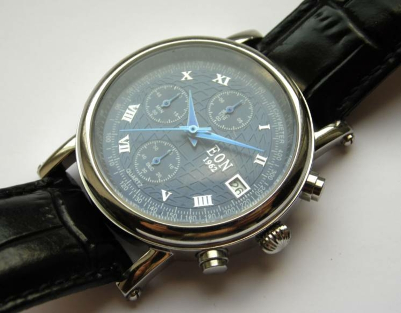 EON 1962 часы из США 4 циферблата хронометр кожа дата Wr50m, фото №7