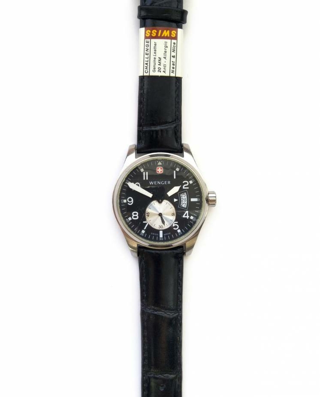Wenger Swiss швейцарские мужские часы кожа дата WR100M сталь, фото №4