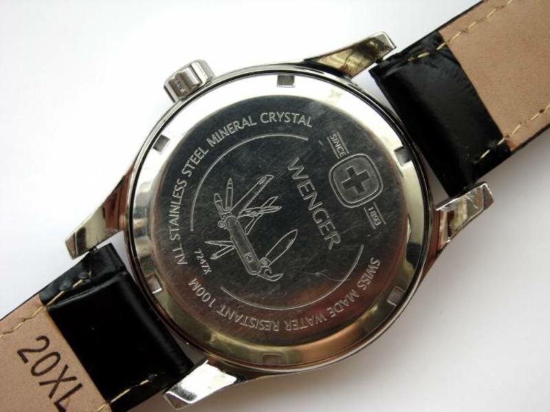 Wenger Swiss швейцарские мужские часы кожа дата WR100M сталь, photo number 8