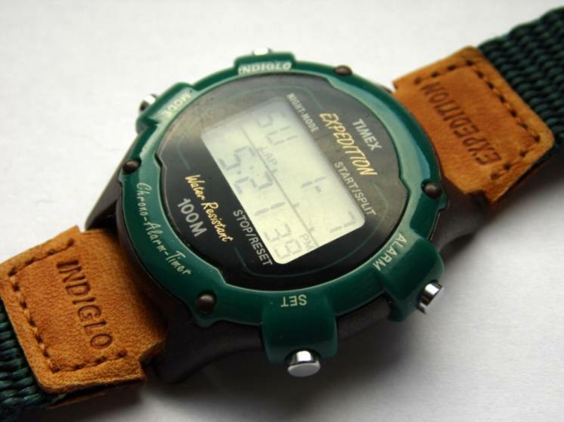 Timex Expedition часы из США кожаный ремешок WR100M Indiglo, photo number 5