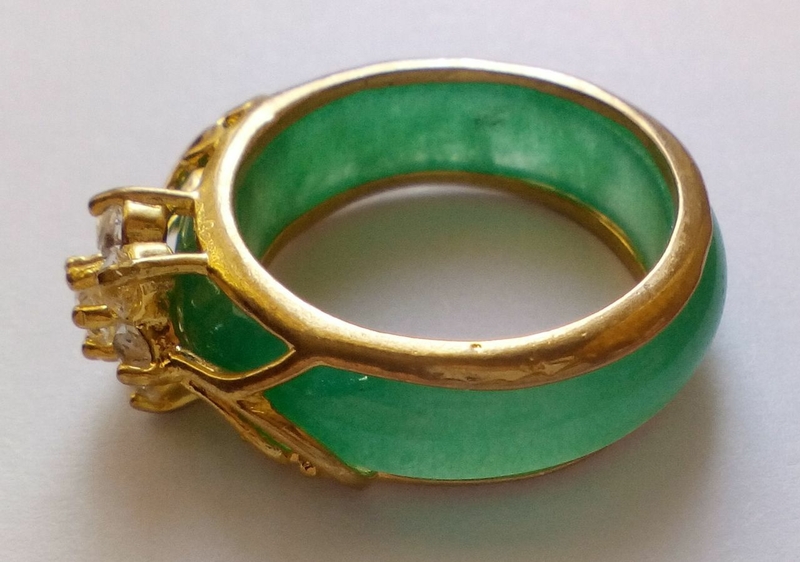 Pierścień Zielony nefryt + kwiat Kryształy 18,5 mm, numer zdjęcia 9