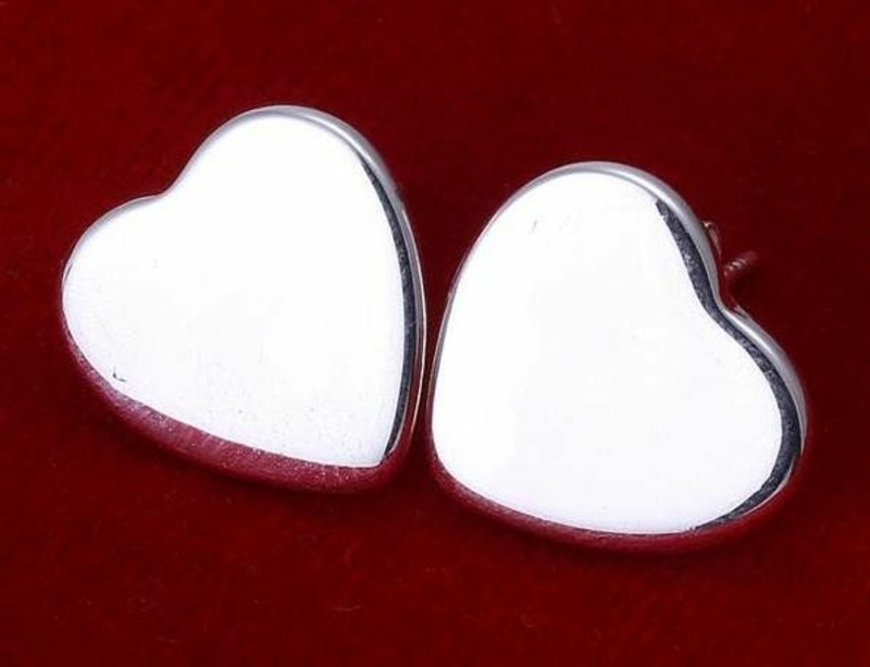Серьги - Сердечки 14 мм - Покрытие серебром 925, фото №2