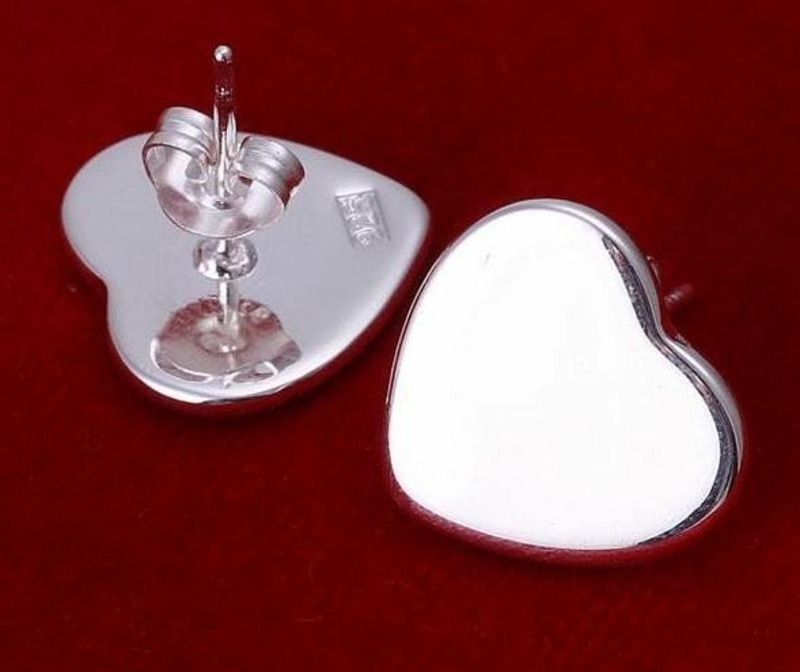 Серьги - Сердечки 14 мм - Покрытие серебром 925, фото №4