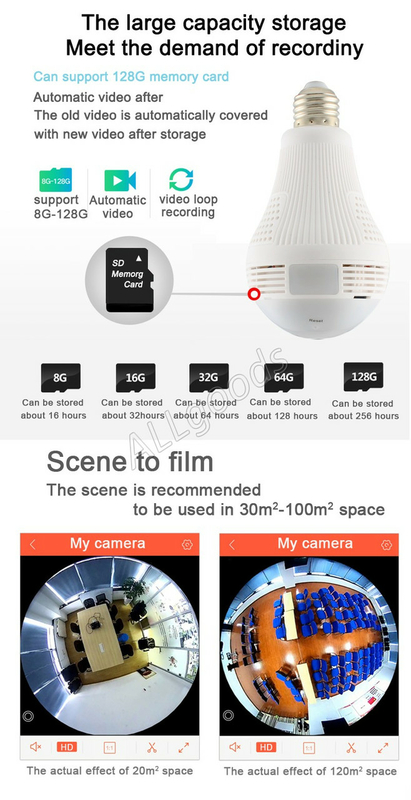 Лампочка с камерой IP Wi Fi панорамная беспроводная INQMEGA рыбий глаз, numer zdjęcia 9