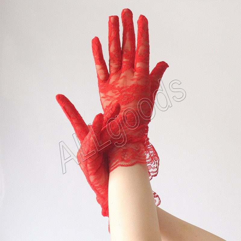 Перчатки кружевные закрытые Красные (p410red), фото №5
