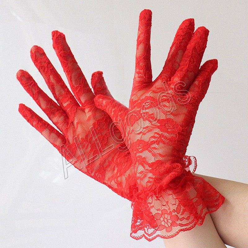 Перчатки кружевные закрытые Красные (p410red), фото №7