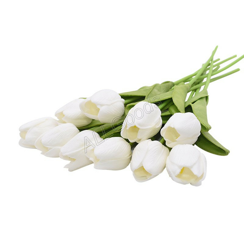 Тюльпан реалистичный искусственный 1шт. Цвет Белый, фото №4