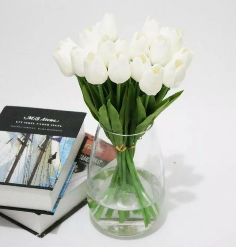 Тюльпан реалистичный искусственный 1шт. Цвет Белый, фото №5
