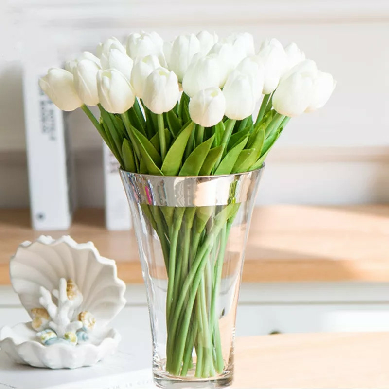 Тюльпан реалистичный искусственный 1шт. Цвет Белый, фото №8