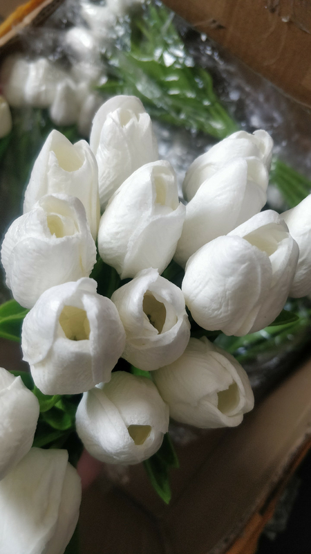 Тюльпан реалистичный искусственный 1шт. Цвет Белый, фото №9