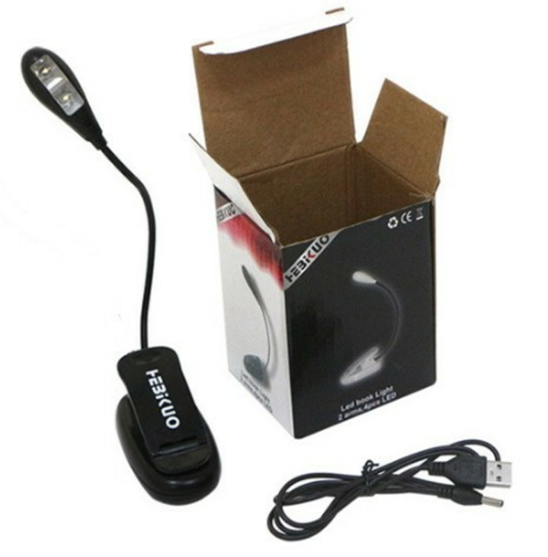 Светильник портативный на клипсе, для книг (работает от шнура USB и от батареек AAA), фото №3