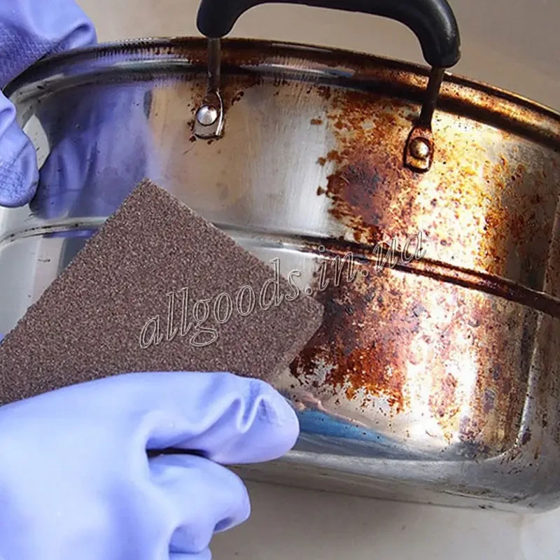 Губка меламиновая коричневая с напылением grinding block, фото №4
