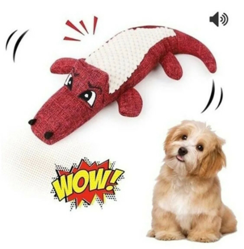 Игрушка для собак мягкая с пищалкой Крокодил Красный, numer zdjęcia 4