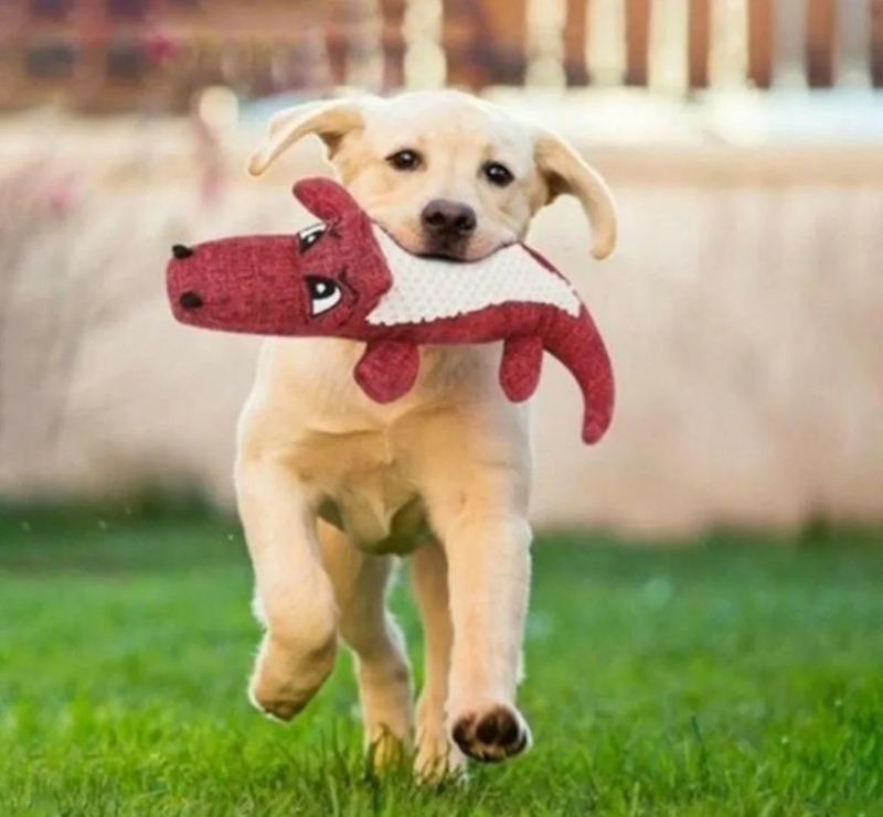Игрушка для собак мягкая с пищалкой Крокодил Красный, фото №6