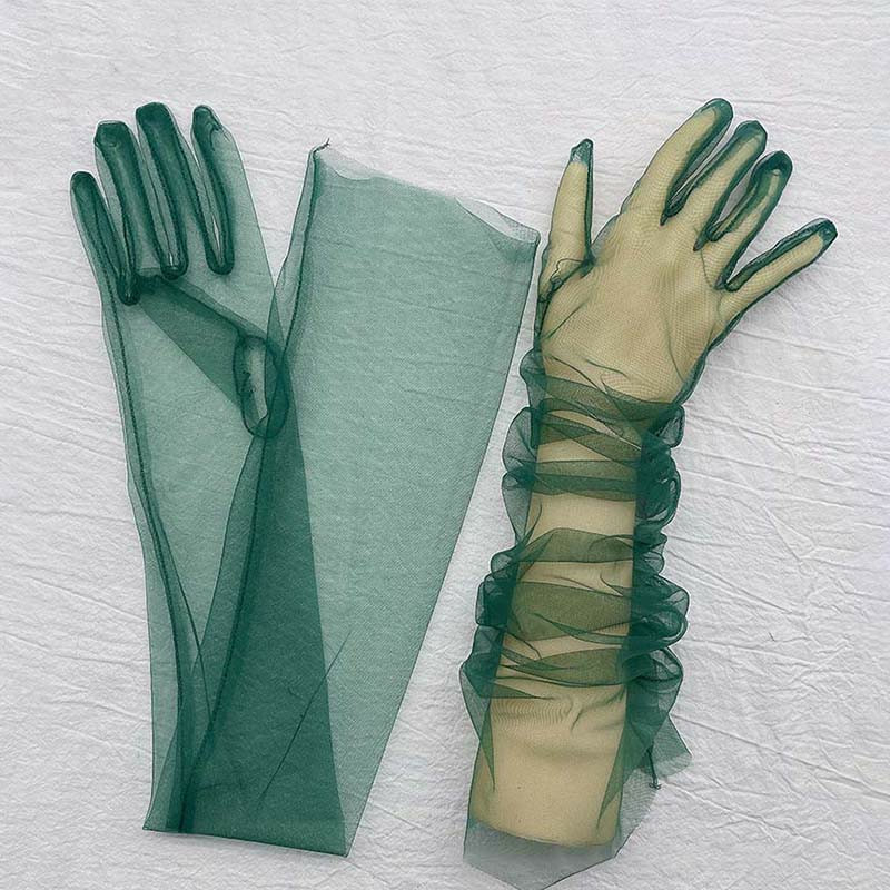 Перчатки фатиновые длинные Зеленые