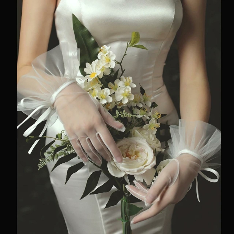 Перчатки женские свадебные белые, фото №5
