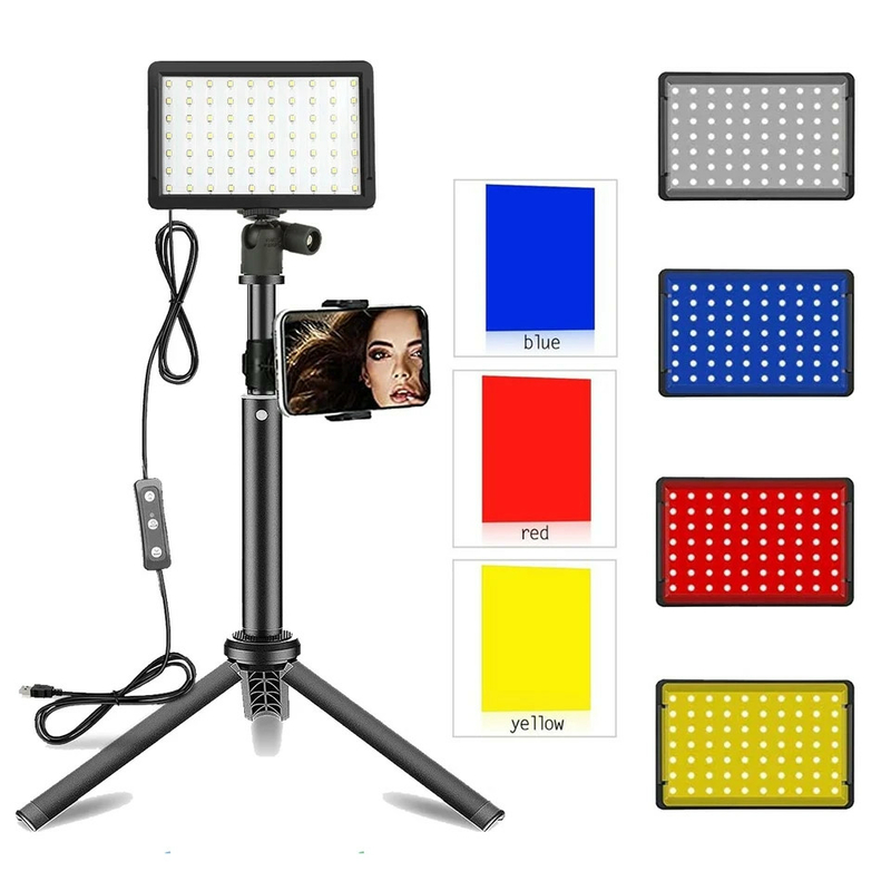 Свет для видео фотосъемок + штатив, держатель телефона и 3 цветовых фильтра, numer zdjęcia 5