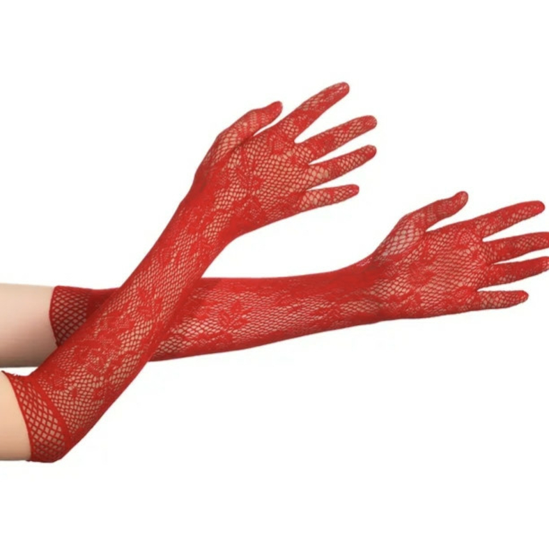 Перчатки кружевные длинные. Красные (p1010-red), фото №2