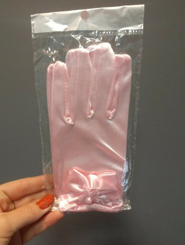 Перчатки детские короткие с бантиком  Розовые, фото №3