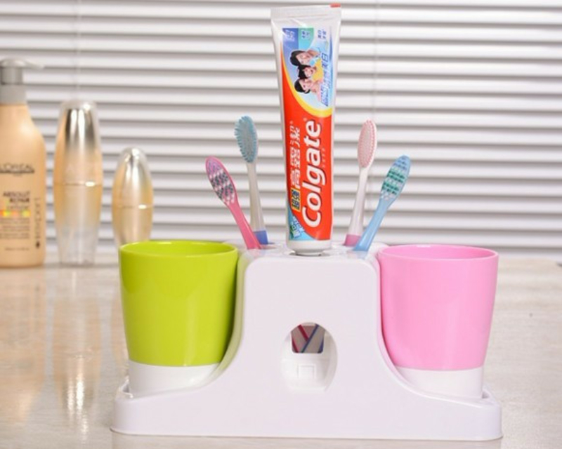 Выжиматель для тюбиков + 4 подставки-стакана + подставки под 8 зубных щеток (dis6), фото №3