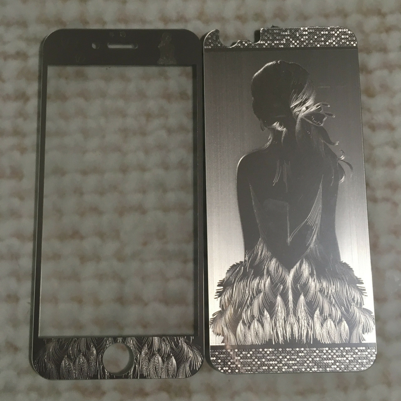 Стекло защитное на iPhone 6, iPhone 6S Серебро девушка (комплект 2 шт в уп)