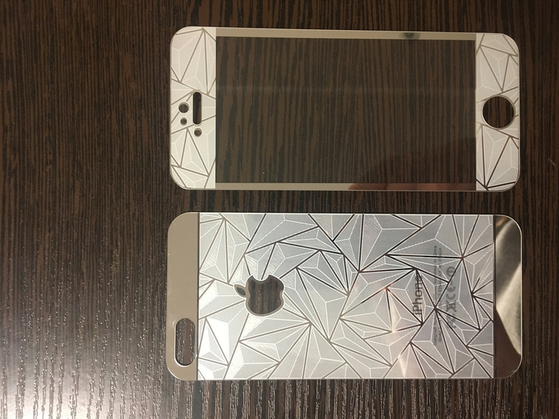 Стекло защитное на iPhone 5, 5S, 5с, SE Серебро абстракция (комплект 2 шт в уп), фото №4