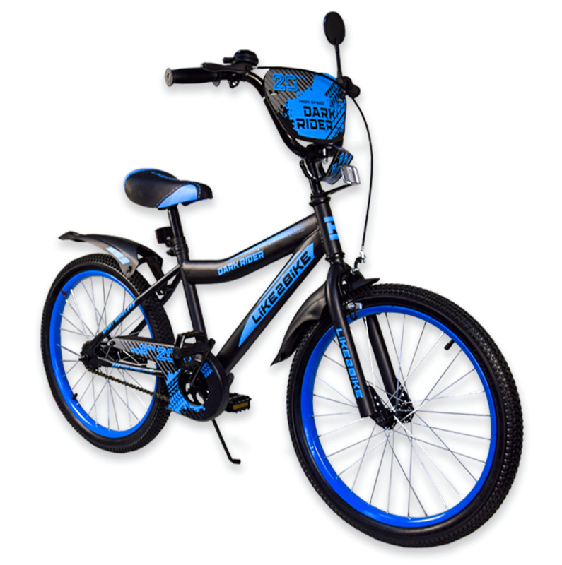 Велосипед детский 2-х колёсный 20&quot; 192020  Like2bike Dark Rider, чёрно/синий,  без тренировочны, фото №2