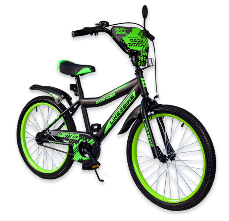 Rower dziecięcy 2-x koła 20" 192019 Like2bike Dark Rider, czarno/zielony, bez trenirov, numer zdjęcia 2
