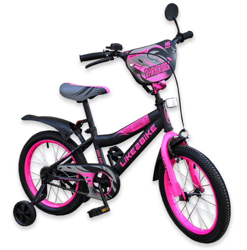 Велосипед детский 2-х колёсный 18&quot; 191824  Like2bike Dark Rider, чёрно/розовый