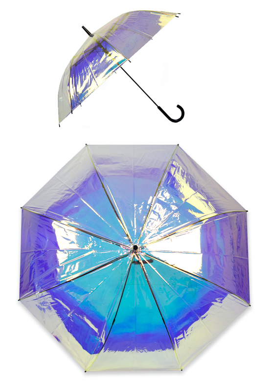 Зонт CEL-402  прозрачный, зеркальный, светоотражающий, размер трости 80 см, диаметр 98 см, фото №2