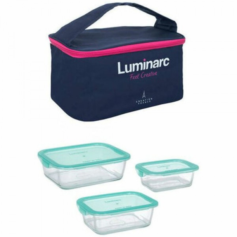 Набор емкостей для еды прям.Luminarc Keep'n'Box (380мл, 820мл, 1220мл) 3 пр+сумка P6634