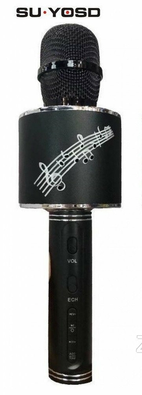 Микрофон Karaoke YS-66, FM-радио, USB, TF, AUX, с подсветкой 2 в 1, фото №3