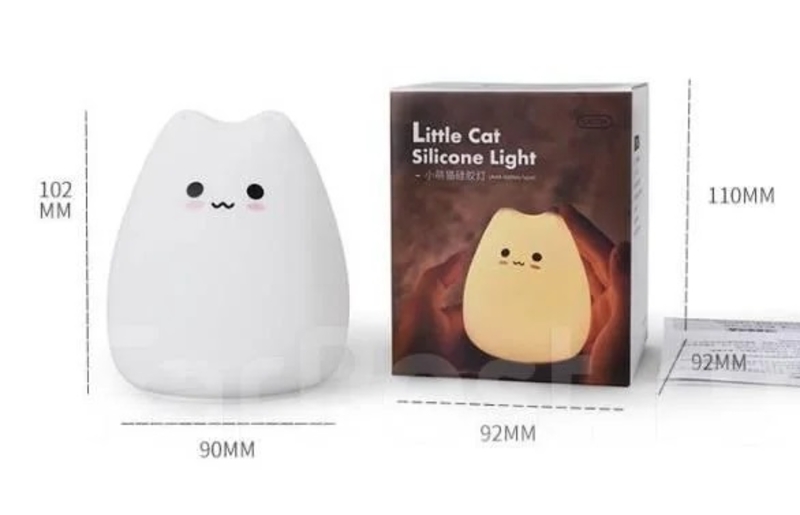 Ночник игрушка, силиконовый светодиодный сенсорный светильник Котенок Little Cat, фото №6