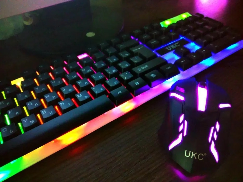 Комплект проводная клавиатура LED и оптическая мышь UKC M-416, фото №2